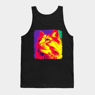 Domestic Long Hair Pop Art - Cat Lover Gift. Cool cat design for Long-haired moggie lovers - Features House Cat or Longhair Household Pet design with pop art styles. Great cat artwork for Domestic long-haired cat lovers. Tank Top